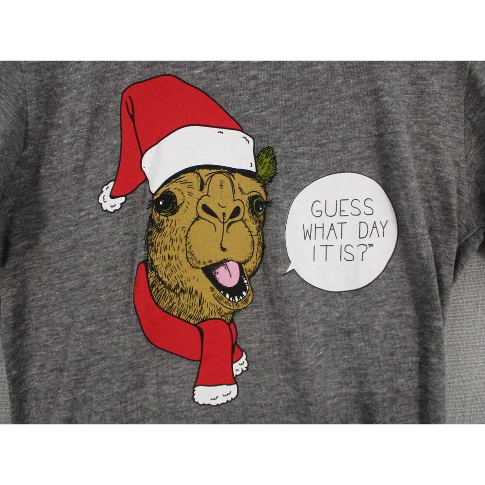Santa Camel Graphic Long Sleeve Shirt Gray Alternative‎ Earth Size S
